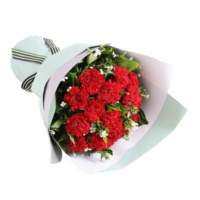 好想你-红色康乃馨12枝，白色相思梅2枝，栀子叶0.5扎