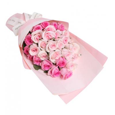 心有灵犀-精品粉玫瑰共29枝(粉佳人粉玫瑰17枝+水粉色苏醒玫瑰12枝)