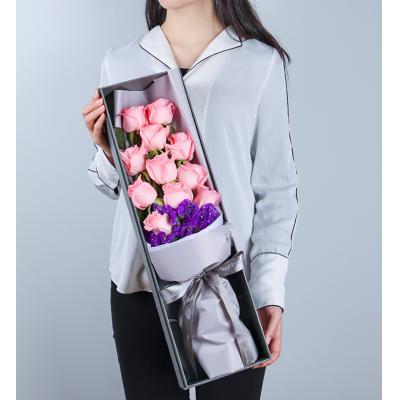 窈窕淑女/高档礼盒装鲜花:戴安娜粉玫瑰11枝，勿忘我适量