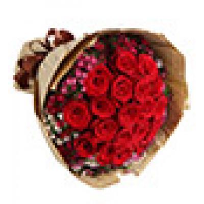 缘份天空-红玫瑰19枝，混色石竹梅15枝