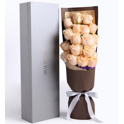 你最珍贵-高档礼盒装鲜花:香槟玫瑰19枝，勿忘我适量