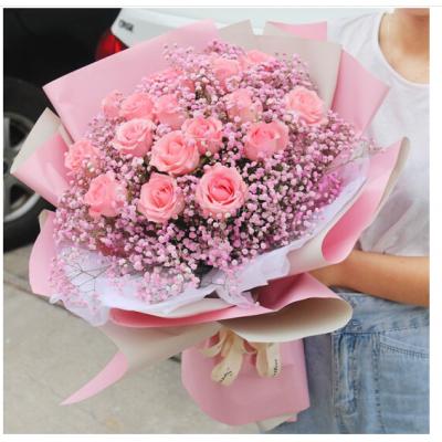 爱的星星-19朵粉玫瑰加满天星