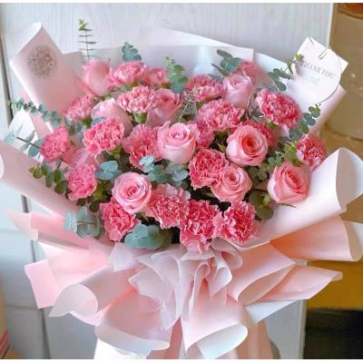 感恩有你-19朵粉康混搭花束尤加利