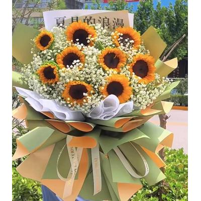 花香四季-9朵向日葵满天星