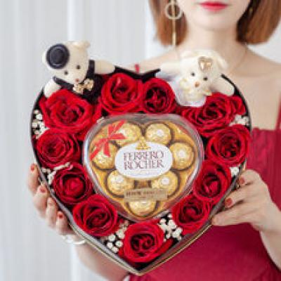 爱情甜蜜蜜-11支玫瑰加巧克力
