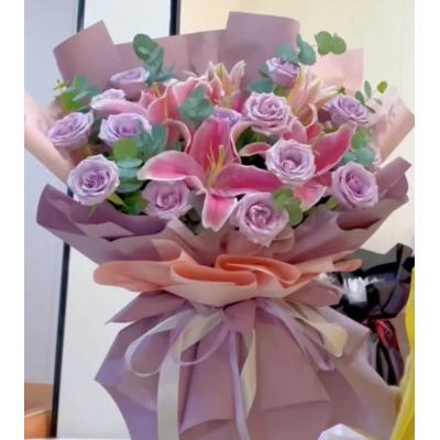 清新祝福-19支海洋之歌.2支多头粉百合.尤加利