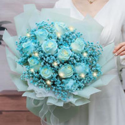 蓝色星辰 - 11支碎冰蓝加满天星