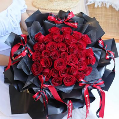 感谢遇见你-33朵红玫瑰花束