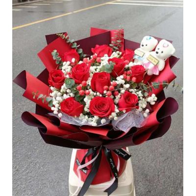 甜美时光-11支玫瑰加满天星