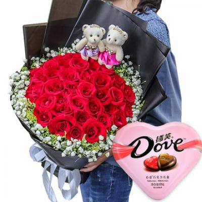 你的甜蜜-33支玫瑰+德芙巧克力